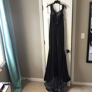 Lucci Lu Gunmetal Gray Velvet Ball Gown